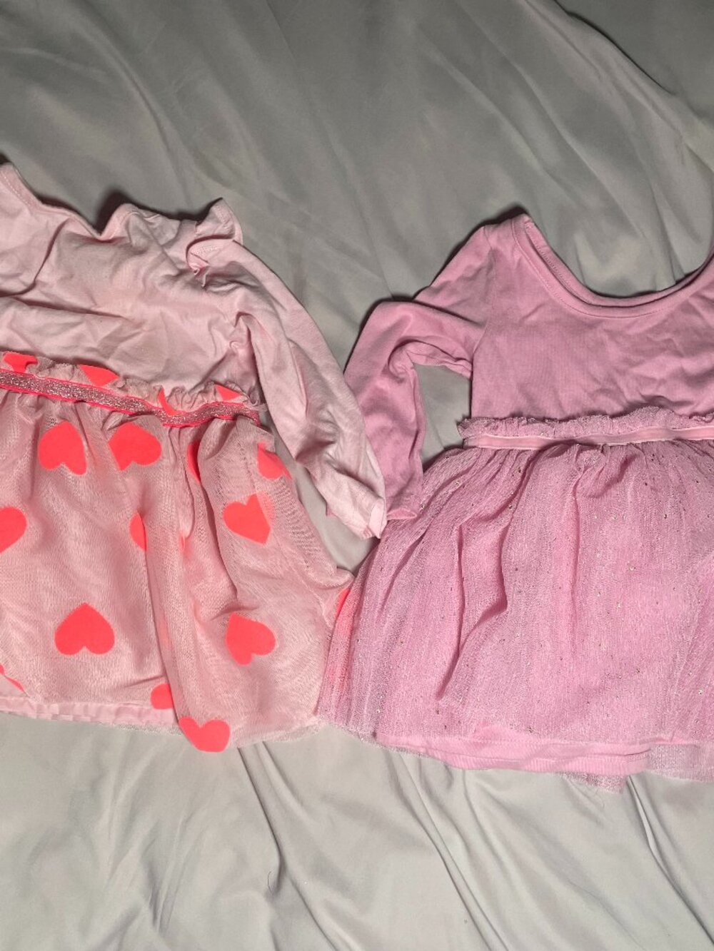 Lot of 2 Long-sleeved Tulle Dresses, 1 12Months, 1 18 Months